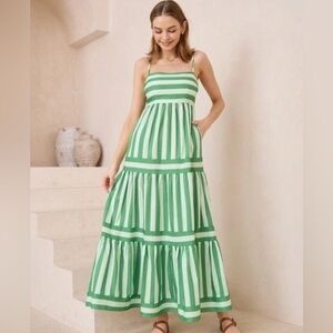 Wits The Label Positiano Striped Tiered Maxi Dress, Size 4/S